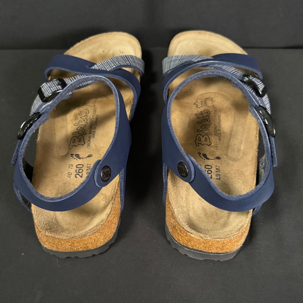 Birki's Birkenstock Lillie Navy Blue Plaid Strappy Slingback Sandals Womens 9 - Picture 5 of 14